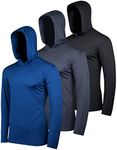 3 Pack: Men’s Big and Tall Quick Dry Fit Wicking Long Sleeve Fishing Active Athletic Hoodie Hooded T Shirt Workout Running Fitness Gym Sports Casual Sweatshirt UPF 50 Outdoor Hiking- Set 7, 4X