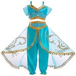 Atorcher Jasmine Princess Costume for Girls Sequined Princess Costume Set Dress Up for Kids