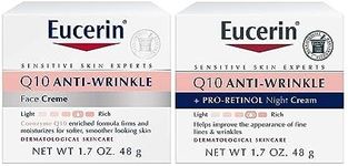 Eucerin Q10 Anti Wrinkle Skin Care Set, Facial Cream for Sensitive Skin, Q10 Anti Wrinkle Face Cream, 1.7 Oz Jar + Q10 Anti Wrinkle Night Cream with Pro-Retinol, 1.7 Oz Jar