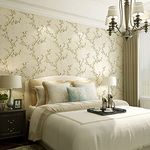 MEAIHOME American Country Non-Woven Wallpaper 3D Retro Pastoral Flower Tree AB Version with Bedroom Living Room Children's Room TV Background Wall 1.73'W x 32.8'L Non-Pasted (Light Yellow A)