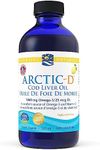 Nordic Naturals Arctic-D CLO - Cod Liver Oil With Added Vitamin D3 for Bone Health and Mood Support, Promotes Heart and Brain Health, Lemon, 237 mL