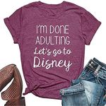 Holiday Cute Funny Shirt Women Letter Print Family Trip Tees Tops Vacation Graphic Casual Short Sleeve T Shirt (Medium, Wine Red)