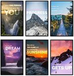 6 Scenery Inspirational Posters - Motivational Wall Art for Home, Classroom & Office. Nature Posters, Wall Decor, Home Gym Posters (Scenery, unframed, 11x17 In, Set of 6)