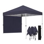 Northroad 10x10 FT Pop Up Canopy, Outdoor Popup Gazebo Shelter w/ 1 Sidewall,Wheeled Carrying Bag,4 Ropes,8 Stakes for Patio,Deck,Garden,Beach（Dark Grey）