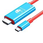 Multibao Switch HDMI Cable, Type C to HDMI Adapter for Nintendo Switch OLED, Portable 3in1 4k USB C to HDMI Cable for TV Screen Mirroring 2M Blue Red