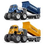 DEOXY 1:43 4WD Diecast Alloy Dumper Transport Big Truck Toys with Friction Powered Miniature Car Vehicle Toy Gifts for Boys and Girls(2 Color Truck - Sent Any One Color)