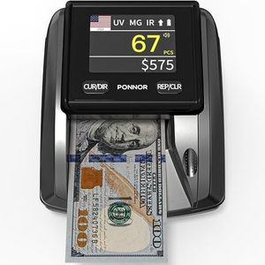 PONNOR AL-135T Counterfeit Bill Detector Money Checker Machine with 3" Digital Screen, Total Value Add Function, 4-Way Orientation & Pass/Fail Indicator Mode, Compatible with USD/EUR/CAD/MXN