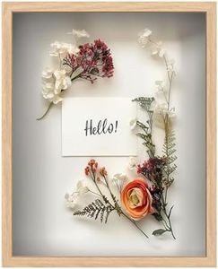 FrameWorks 16" x 20" Original Natural Oak Wooden Shadow Box Frame – Soft Felt Back, Tempered Glass, and Included Elegant White Ball Push Pins