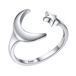 Moon Star Silver Toe Ring Adjustable Open Tow Toe Rings Sterling Silver Crescent Knuckle Pinky Toe Rings For Women