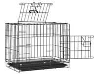 Dog Trust 30 Inch Double Door Folding Black Metal cage with Removable Tray and paw Protector for Dogs, Cats and Rabbits