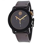 Movado Men's Bold 44mm Leather Band Case Quartz Brown Dial Watch 3600445