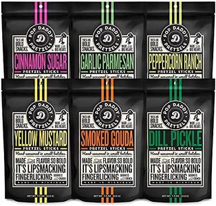 Pop Daddy Flavored Pretzels Sticks, Healthy Gourmet Pretzels, 7.5oz Variety Pack, 6 Pack, Garlic Parm, Cinnamon Sugar, Peppercorn Ranch, Smoked Gouda, Dill Pickle, Yellow Mustard