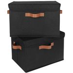 GRANNY SAYS Storage Bins with Lids, Pack of 2 Black Storage Boxes, Closet Storage Bins, Closet Organizers and Storage for Clothes, Large Storage Basket with Lid for Organizing Shelves Bookshelf