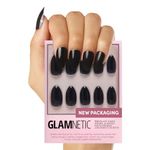 Glamnetic Press On Nails - Boba | Opaque Black Short Almond Nails, Reusable | 12 Sizes - 24 Nail Kit