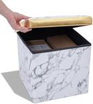 Dawhud Direct Footstool with Storage - Elegant Marble Look Gold, 15x15 inches - Space-Saving Ottomans with Storage and Extra Seating - Ideal for Clothes, Living Room, Bedroom, Dorm