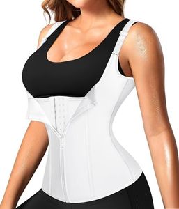Nebility Waist Trainer for Women Corset Shapewear with Zipper Women's Waist Cincher Tank Top with Adjustable Straps (White,X-Large)