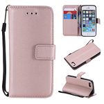 Cell Phone Flip Case Cover for iPhone 5C Case,for iPhone 5C Wallet Case,Card Slots Stand Magnetic Closure, Protective PU Leather [Shockproof TPU] Flip Cover w Wrist Strap Lanyard