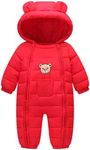 Happy Cherry Toddler Cotton Romper Baby Winter Coat Zipper Long Sleeve Cute Baby Snowsuit, Red, 3-9 Months