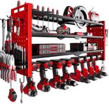 NattyDot Power Tool Organizer Wall Mount,Cordless Drill Organizer,4 Layers Large Capacity Tool Rack with 8 Drill Holders (RED)