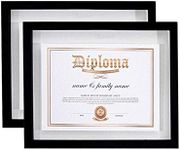 UMICAL 2 Pack - 11x14 Float Document Frame with Double Sided HD Plexiglass for Floating Display of 8.5x11 Document, Certificate, Image or Artwork, Wood Diploma Frame Decor of Wall Mounting, Black