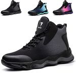 YISIQ Safety Boots Men Women Steel Toe Cap Trainers Safety Work Shoes Lightweight Work Boots Industrial Protective Shoes, Black, UK 7=EU 41