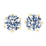 HIGHSPARK 925 Silver Solitaire Stud Earrings in Gold Finish| 92.5 Sterling Silver & Round Brilliant Cubic Zirconia Tops for Men Women Boys & Girls | Gold 8mm