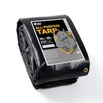 GUARD SHIELD 20 Mil Extra Thick Heavy Duty Poly Tarp, 16x20 Feet Black Waterproof Tarps Cover with Grommets & Reinforced Edges, UV Resistant Tarpaulin for Boat, Roof, Outdoor Protection