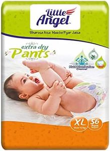 Little Angel Extra Dry Baby Pants Diaper, Extra Large (XL) Size, 56 Count, Super Absorbent Core Up to 12 Hrs. Protection, Soft Elastic Waist Grip & Wetness Indicator, Pack of 1, Over 12kg