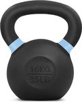 Yes4All Powder Coated Kettlebell Weights with Wide Handles & Flat Bottoms – 16kg/35lbs Cast Iron Kettlebells for Strength, Conditioning & Cross-Training