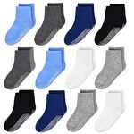 Kids Non Slip Toddler Boy Grip Socks 12 Pairs Anti Skid Sticky Socks for 1-10 Years Infants Baby Children (#1 Boys 12 Pairs, 1-3 Years)