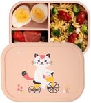 ASOMIC Silicone Bento Lunch Box for Toddlers & Kids, Leakproof & BPA-Free, 3 Compartments, Microwave & Dishwasher Safe, Ideal for Daycare, Preschool & Baby Meals (Cat)