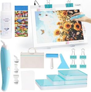 Caydo 31 PCS All Inclusive Diamond Art Accessories Kit, A3 LED Light Pad Set with Diamond Painting Sealer, Trays, Electric Pen, Roller Tool for 5D Diamond Paint