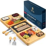 ROYAL CRAFT WOOD Cheese Board and Knife Set - Charcuterie Board Set Unique Bamboo Cheese Board, Charcuterie Platter & Serving Tray