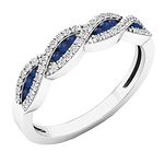 Dazzlingrock Collection Round Blue Sapphire & White Diamond Crisscross Stackable Wedding Band for Women in 925 Sterling Silver, 7, White Diamond Sterling Silver, Blue Sapphire