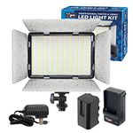 Vidpro LED-530 Photo and Video Light Kit - On Camera Panel LED Light - Adjustable and Dimmable 3200K-5600K Variable Color Light Fits Cameras w/Hot Shoe Includes Rechargeable Battery Diffuser