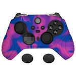 PlayVital Samurai Edition Anti Slip Silicone Case Cover for Xbox Elite Wireless Controller Series 2, Ergonomic Soft Rubber Skin Protector for Xbox Elite Series 2 with Thumb Grip - Pink & Purple & Blue