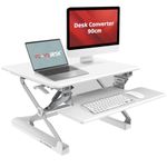 Yo-Yo Desk® - Height Adjustable Standing Desk Superior sit-stand solution suitable for all workstations and standing desk workplaces. (90cm, White)