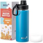 Mollcity 530ML Insulated Water Bottle-18 oz Stainless Steel Vacuum Wide Mouth Sports Flask with Silicone Boot-Reusable Metal Leak Proof Travel Water Bottle for Girls Boys, BPA-Free(Sky Blue)