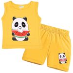 Kwitchy Boy's T-Shirt & Shorts Set New Born Baby Clothes | Kids Clothing | Dress | Sleeveless T Shirts | Shorts | Cotton | Casual | Kids Wear | Summer | Birthday Gifts (3-4 Years) (Yellow)