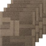 VEVOR Carpet Tiles Reusable, 24"x 24"Carpet Squares With Padding Attached, Soft Padded Carpet Tiles, Easy Install DIY for Bedroom Living Room (24Tiles, Mixed Brown)