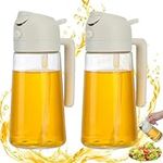 Partideal Oil Dispenser for Kitchen,2 in 1 oil Spray Bottle and Olive Oil Dispenser, Oil Sprayer for Cooking Air Fryer 500ML/17OZ for Cooking,Kitchen,BBQ,Air Fryer,Salad,Baking(White)