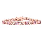 Bling Jewelry 9CT Simulated Morganite Cubic Zirconia Pink AAA Oval CZ Romantic Love Knot Symbol Milgrain Infinity Tennis Bracelet for Women Rose Plated