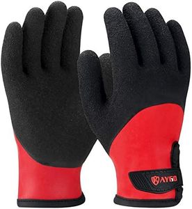 KAYGO Winter Waterproof Thermal Work Gloves for Men and Women, Full Hand Latex Coated, Acrylic Insulated Liner for Freezer Cold Weather, Fine Crinkle Grip,KG140W,Red, XL