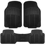 FH Group Automotive Floor Mats Solid Black Climaproof for All Weather Protection Universal Fit Trimmable Heavy Duty fits Most Cars, SUVs, and Trucks, 3pc Full Set F11306BLACK