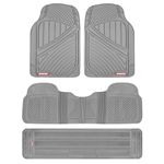 Motor Trend 3-Row Heavy Duty Rubber Floor Mats & Liners for Car SUV Van, Front 2nd & 3rd Row Durable Polymerized Latex Full Interior Protection, Extra-High Ridgeline Design, Gray