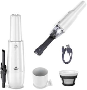 BISSELL Hand Vacuum - TurboSlim Cordless Hand Vacuum - USB Chargeable with 2-in-1 Crevice and Dusting Tool - Washable Filter,Translucent White, 2986C