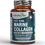 100% Pure Marine Collagen Capsules - 180 Capsules (Not Collagen Powder/Collagen Tablets) - 3 Months Supply - Collagen Supplements for Women & Men - Premium Naticol® Type 1 Hydrolysed Collagen Peptides