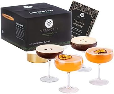 Set di 4 Eleganti Bicchieri Cocktail Coupe Fatti a Mano in Cristallo | Bicchiere Cocktail Qualità Bar | Set Bicchieri di Champagne D'epoca | Bonus eBook Ricette | Ottimi Bicchieri da Martini Espresso