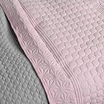 HOMELEVEL Bedspread Bed & Sofa Throw Bed Cover Sofa Day Blanket Bed Cover XXL Blanket Throw (170cm x 220cm, Old Rose/Grey Patterned)