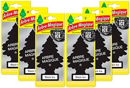 Arbre Magique Kit de 6 Perfumadores Ambientadores Pino Black Ice Super Aroma de Larga Duración para Coche, Casa, Oficina